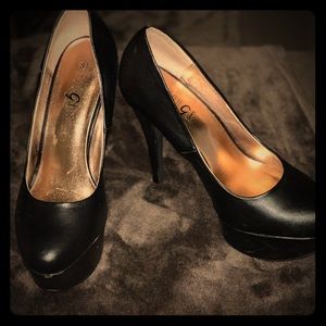 Black platform heels, size 8